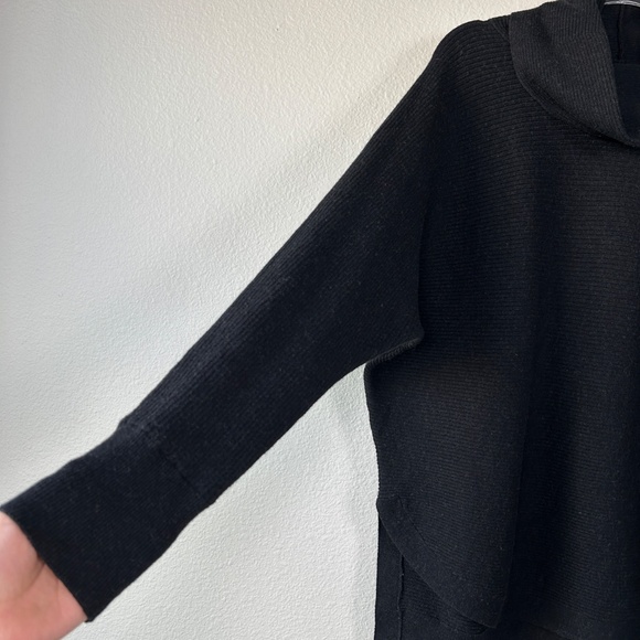 Allsaints women size L Rio Roll neck sweater wool cotton black dolman sleeve - Picture 4 of 11